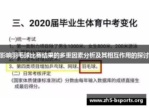 影响羽毛球比赛结果的多重因素分析及其相互作用的探讨 影响羽毛球比赛结果的多重因素分析及其相互作用的探讨